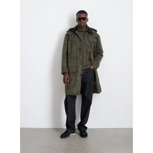 Alex Mill Barn Coat George Waxed Canvas Coat Jacket Army Green Size Medium - Picture 2 of 7